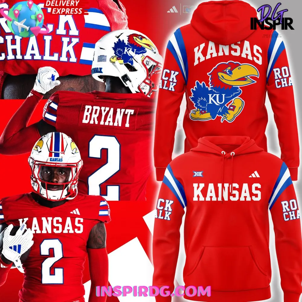 -Kansas Jayhawks Rock Chalk Football 2024 Hoodie