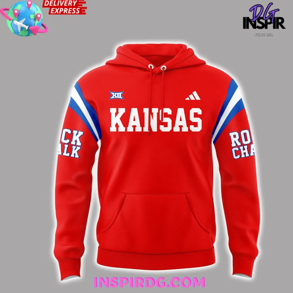 -Kansas Jayhawks Rock Chalk Football 2024 Hoodie