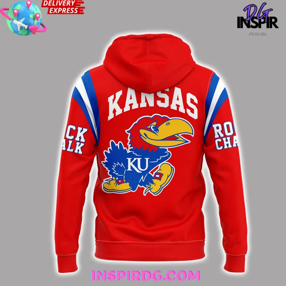 -Kansas Jayhawks Rock Chalk Football 2024 Hoodie