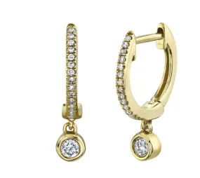 0.14 CT. BEZEL CHARM DIAMOND HUGGIE EARRINGS