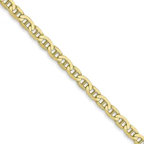 3mm 10k Yellow Gold Solid Concave Anchor Chain Bracelet