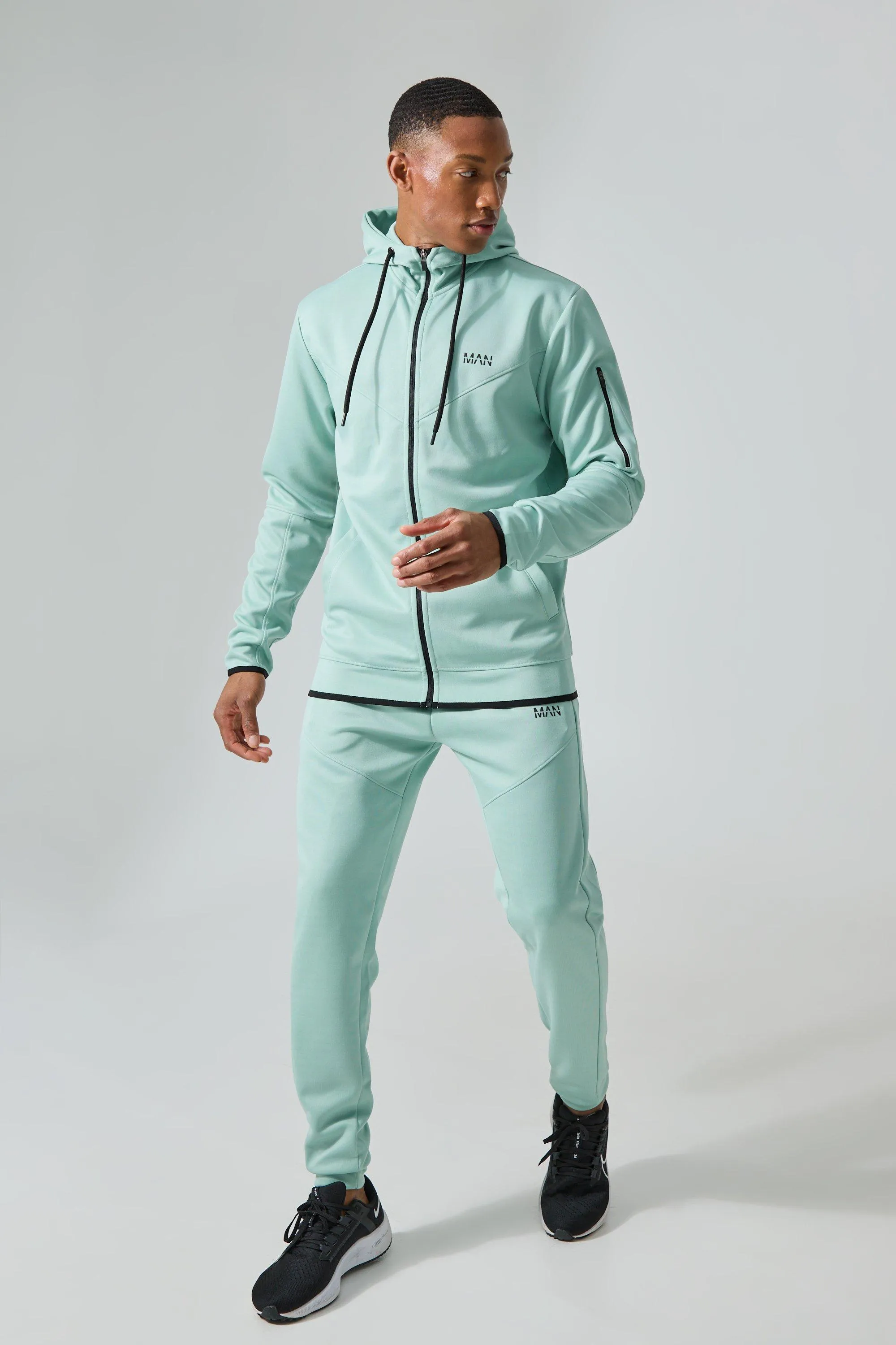 Active Color Block Funnel Hooded Tracksuit