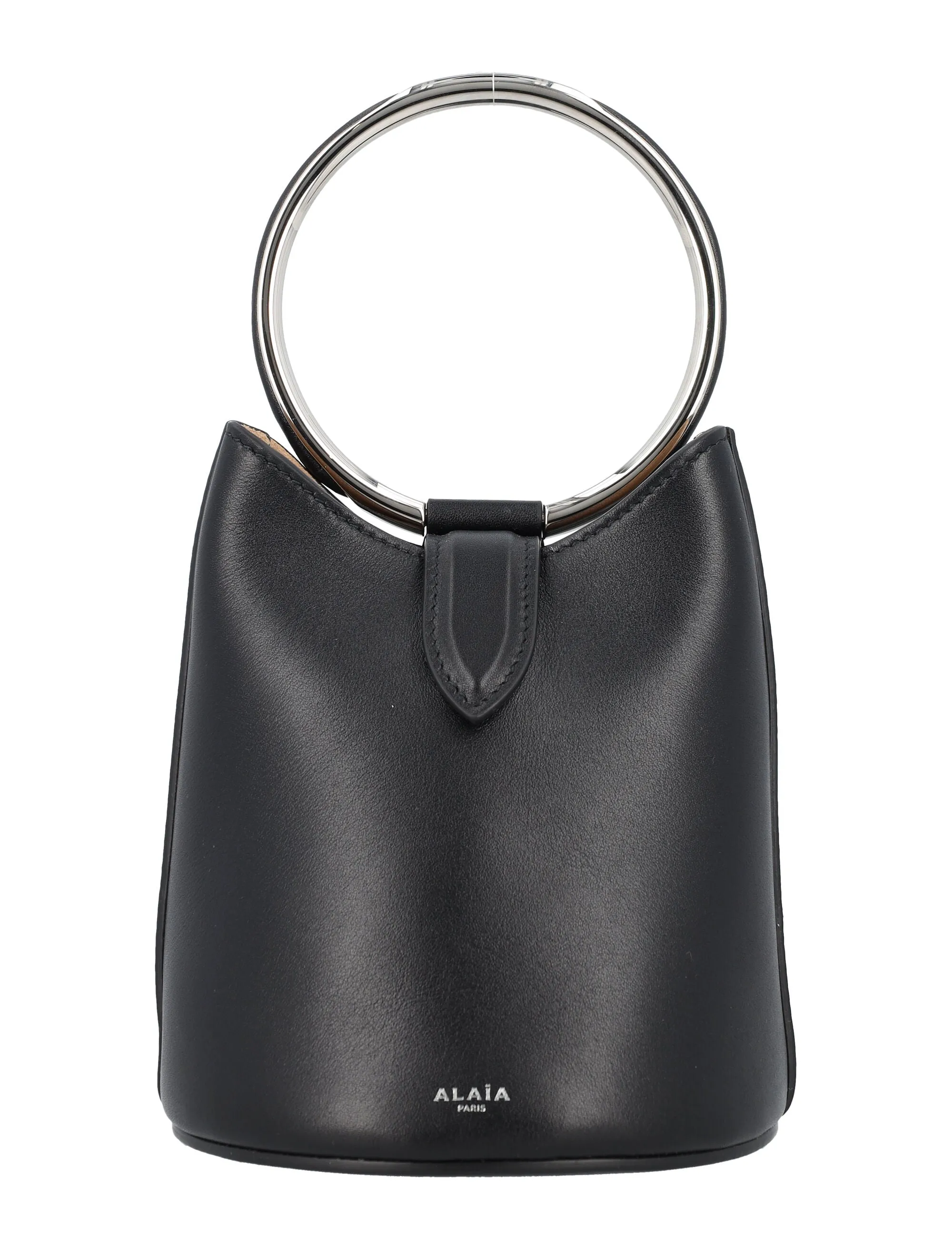 ALAIA Miniature Elegance Leather Bucket Bag with Metal Ring Handle