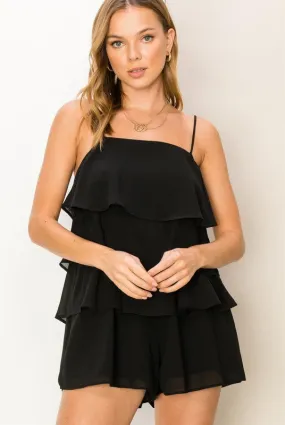 Alba rufle romper (black)