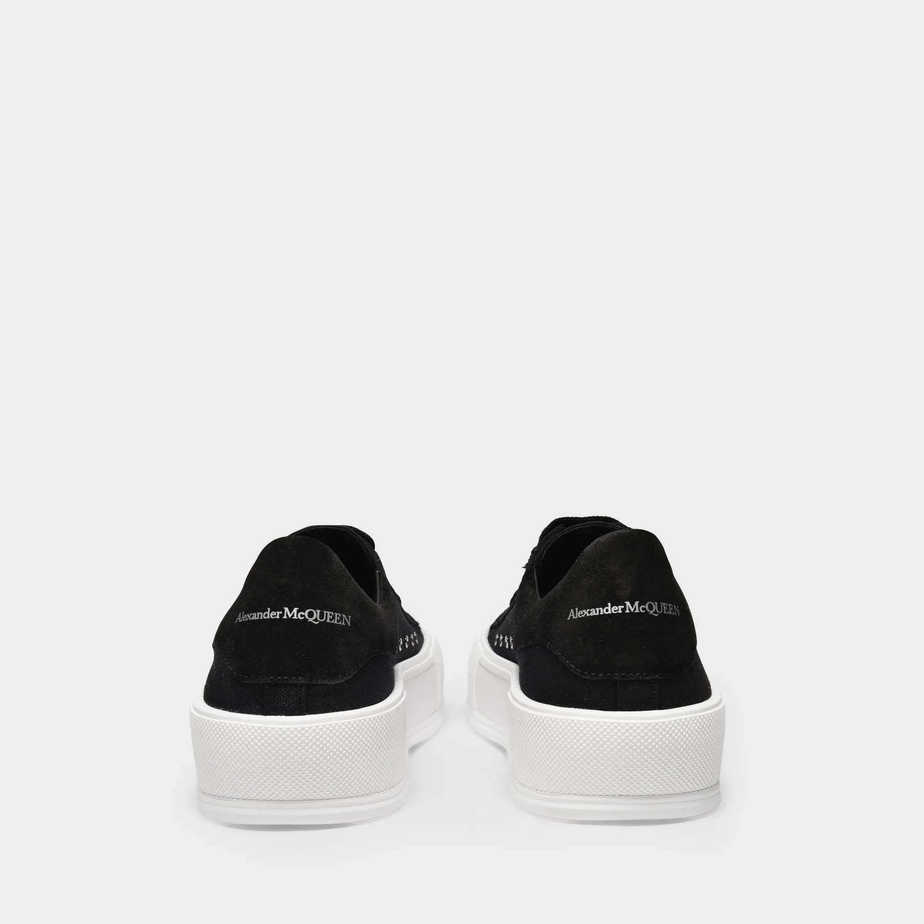 Alexander McQueen  Deck Sneakers in Black Canvas and White Sole