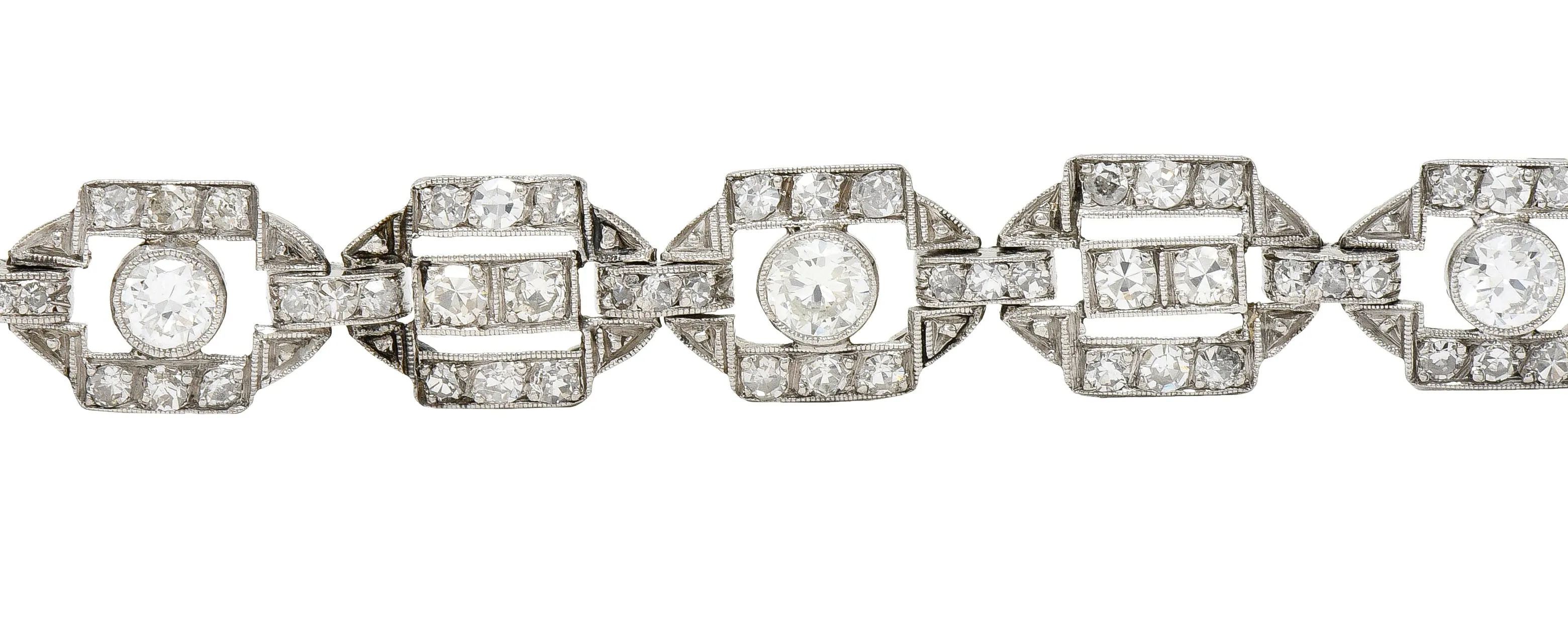 Art Deco Diamond Platinum Geometric Line Bracelet