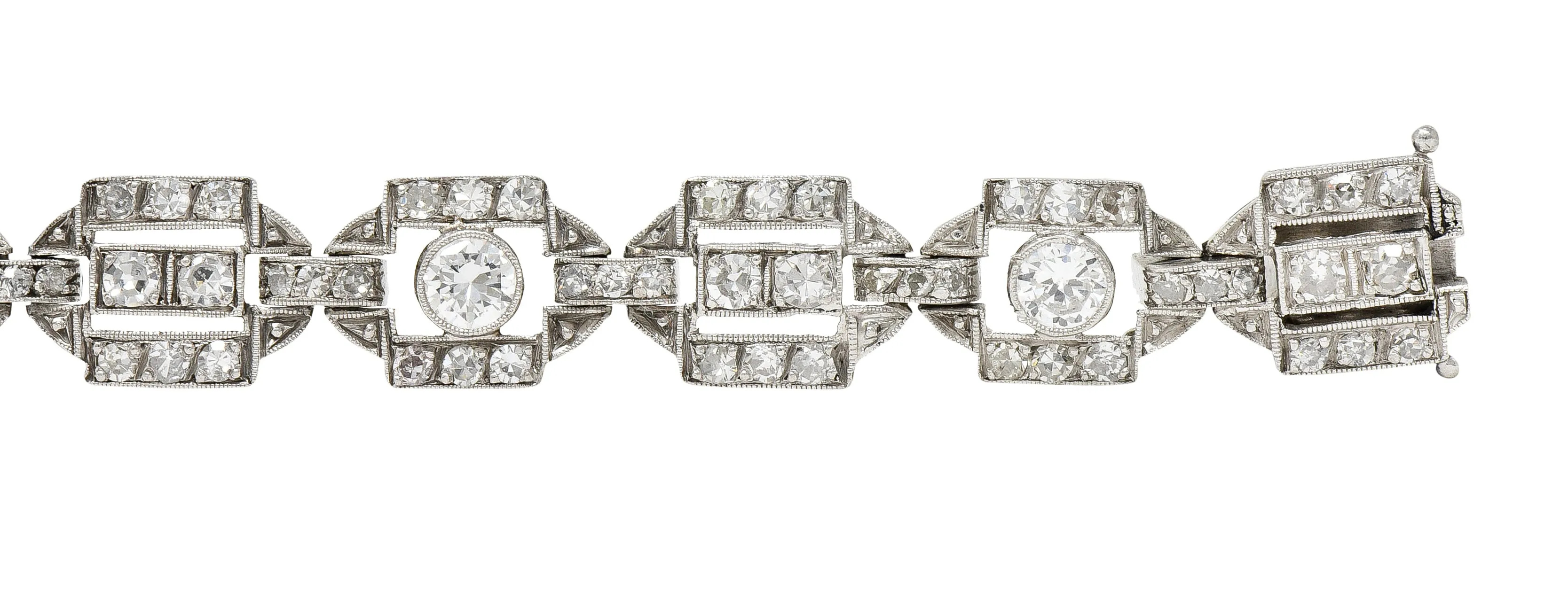 Art Deco Diamond Platinum Geometric Line Bracelet