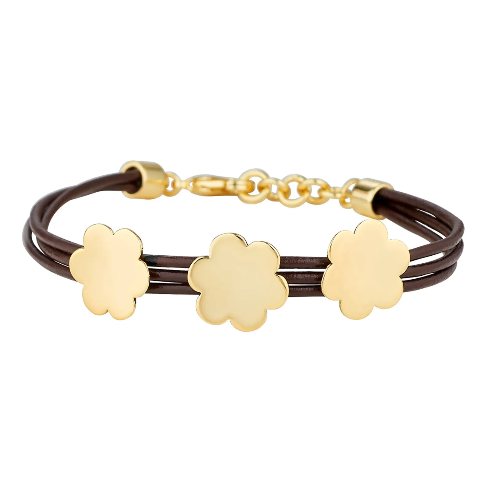 ASHA 14K GOLD DIPPED TRIPLE MAYA BRACELET-CHOCOLATE