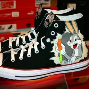 AUTHENTIC Converse X Bugs Bunny Black White Red Chuck Ta...