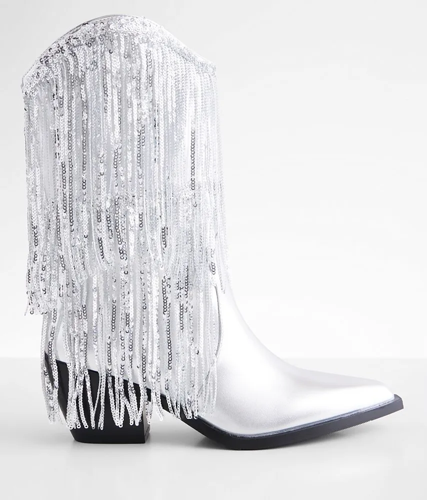 Azalea Wang Joyful Sequin Fringe Western Boot