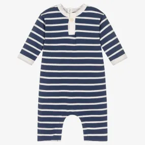 Baby Boys Blue Breton Stripe Romper