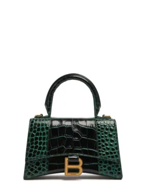 Balenciaga   XS Hourglass croc embossed leather bag 