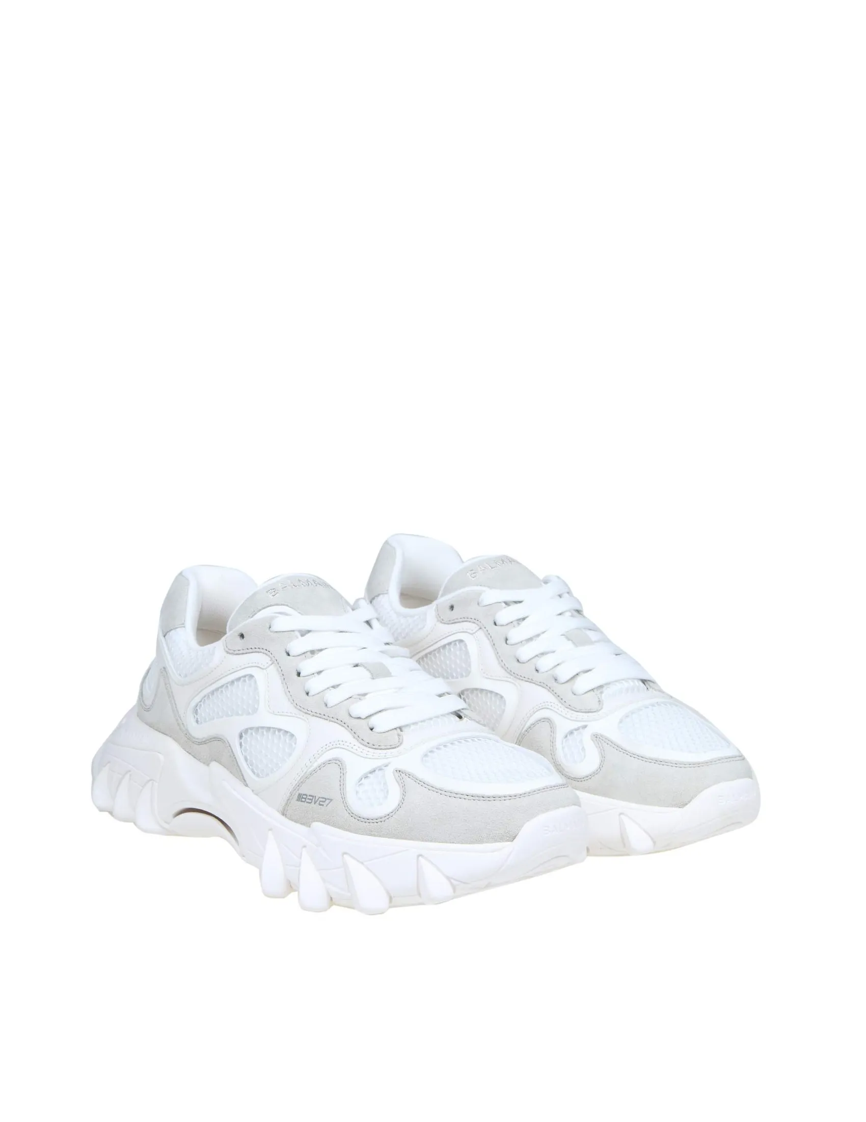 BALMAIN SNEAKERS B-EAST IN PELLE E RETE COLORE BIANCO