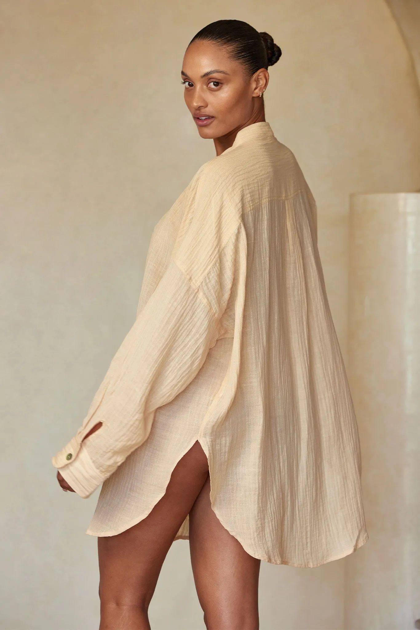 Barcelona Tunic - Raffia Crinkle Linen