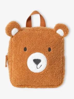 Bear Backpack in Sherpa, for Children - dark brown