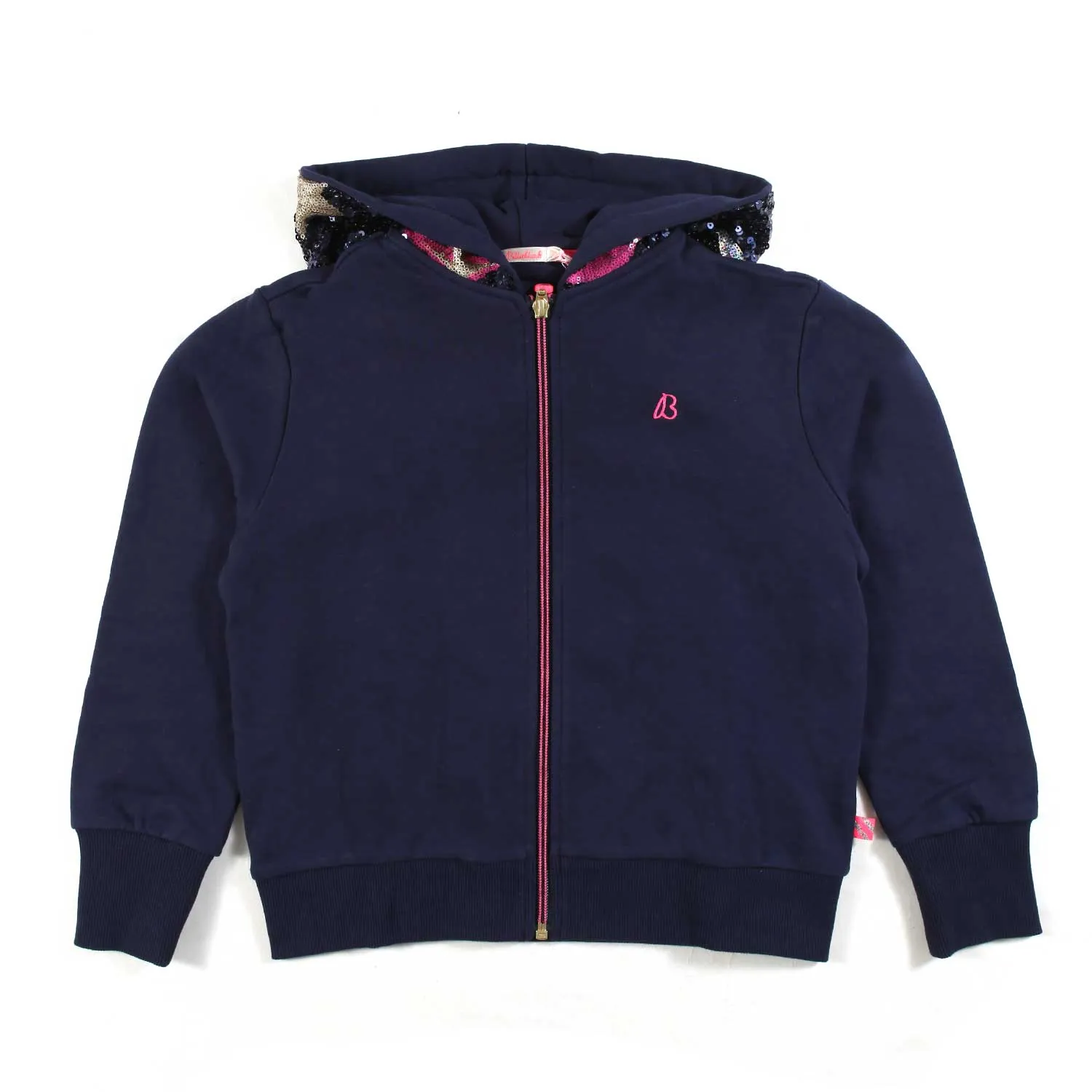 Billieblush Navy Blue Hoodie With Multicolor Sequins