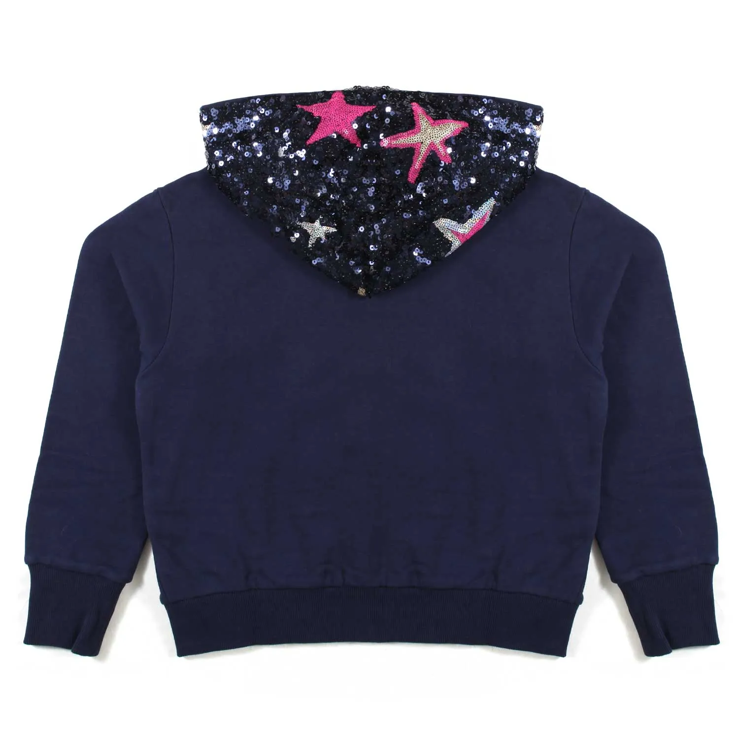 Billieblush Navy Blue Hoodie With Multicolor Sequins