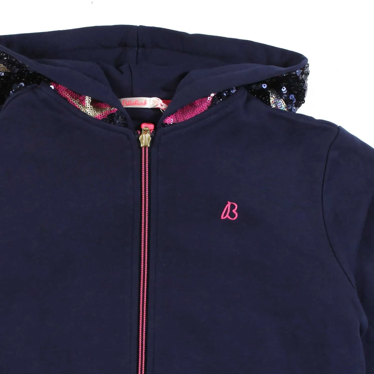 Billieblush Navy Blue Hoodie With Multicolor Sequins