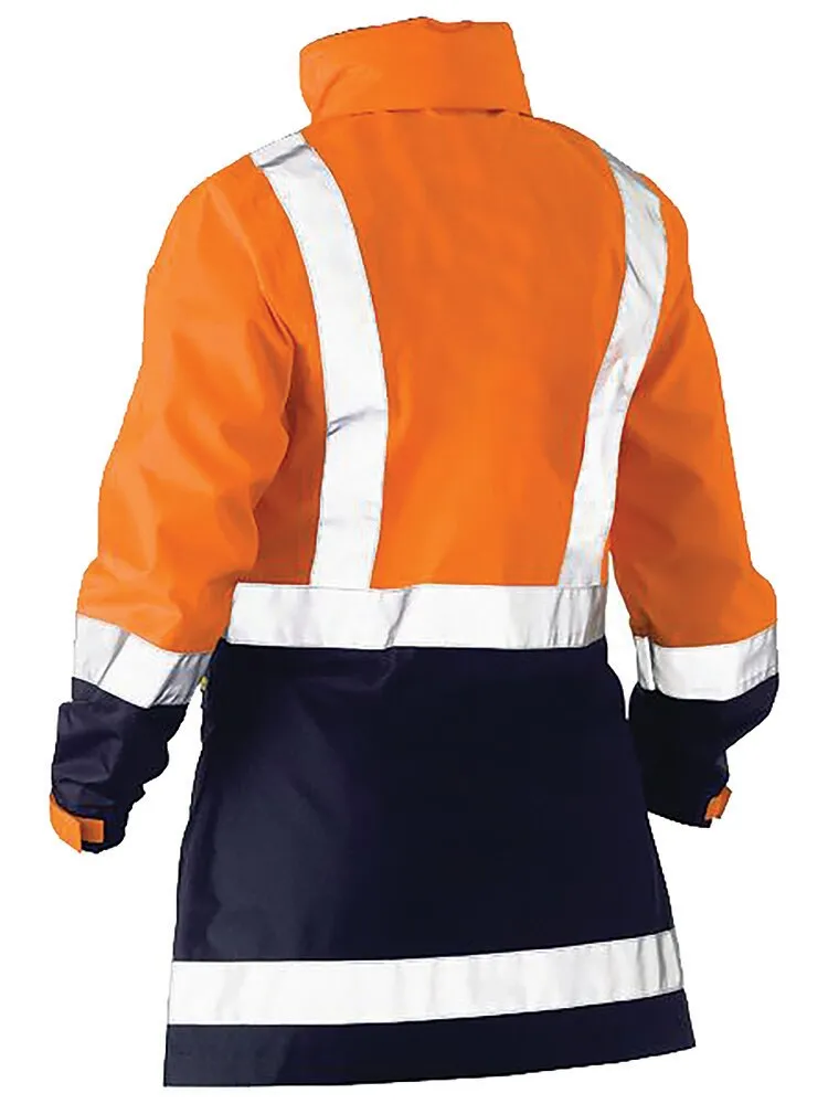 Bisley Workwear BJL6766T TT05 Womens Taped Hi-Vis Rain Shell Jacket - Recycled - Orange/Navy - 6