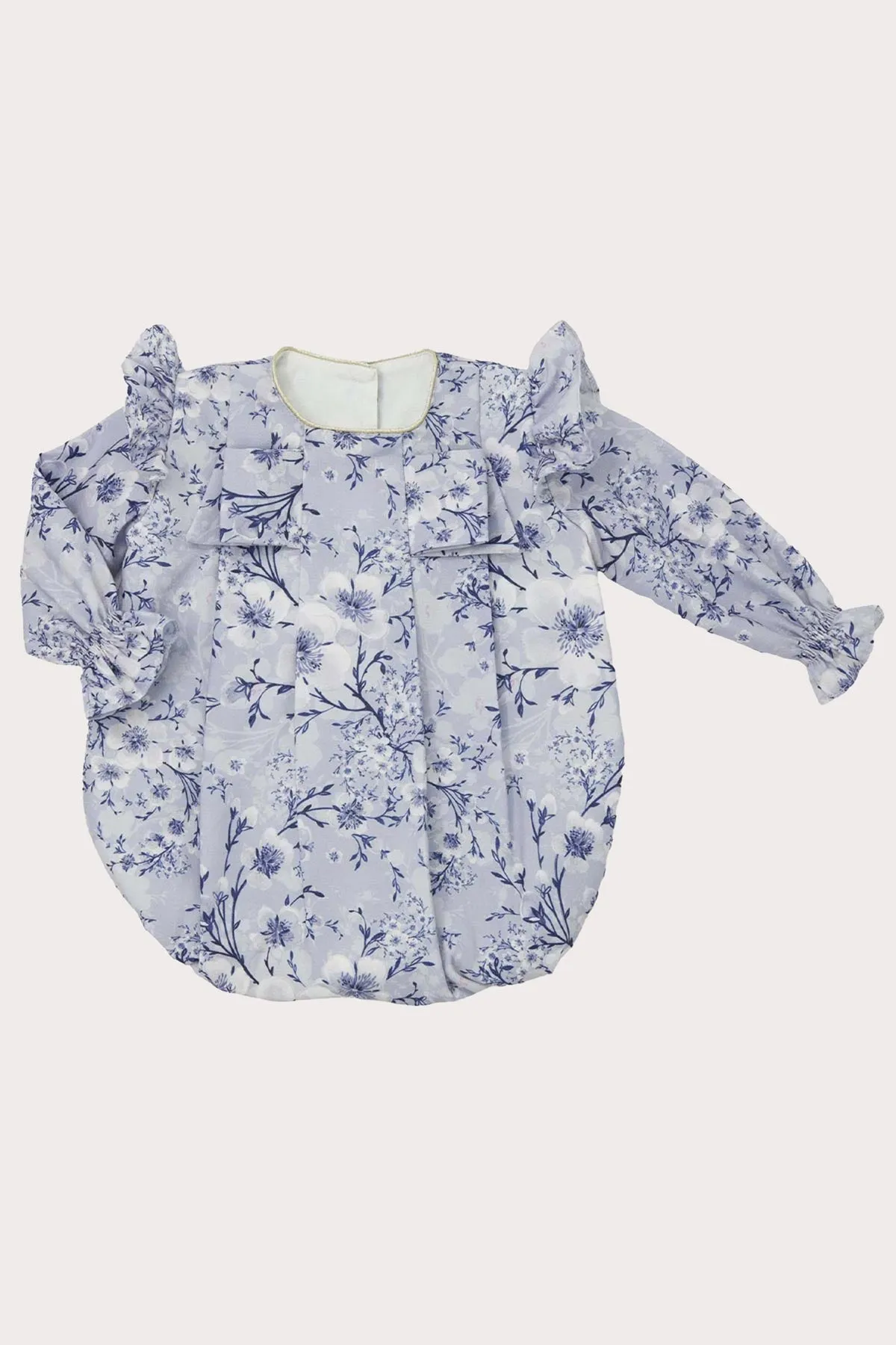 Blue Floral Girls Romper (3M - 3Y)