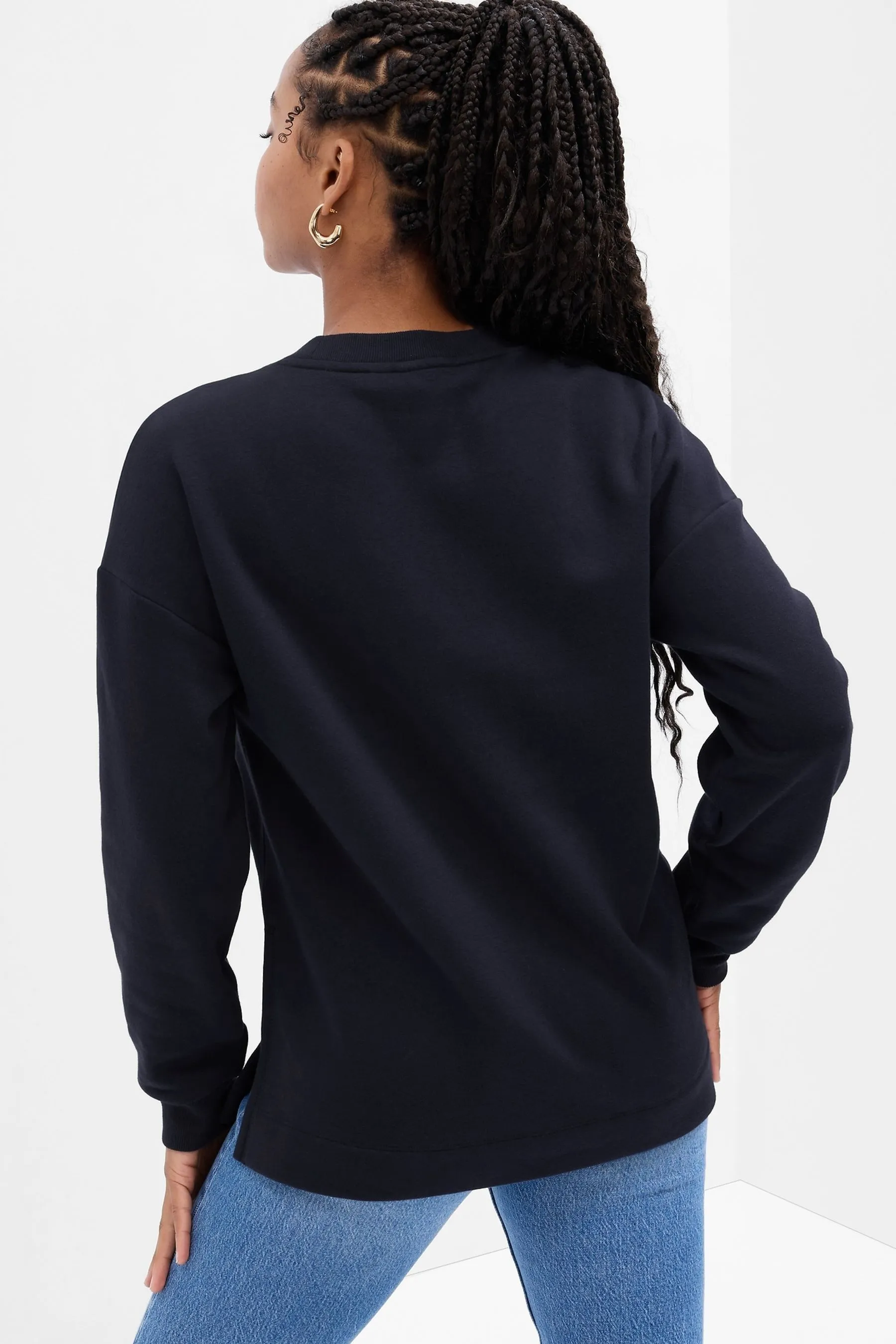 Blue Relaxed Logo Tunic Long Sleeve Crew Neck Sweatshirt