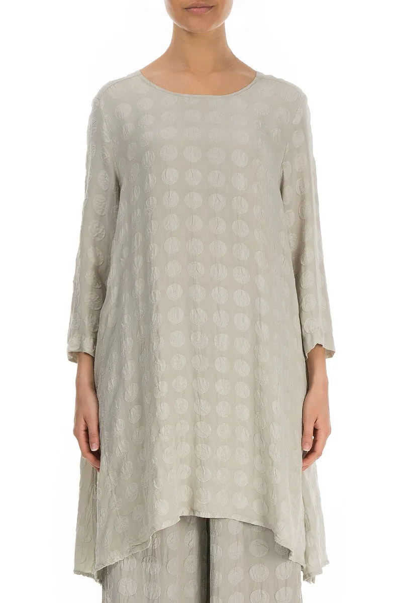 Buttoned Back Bubble Taupe Silk Tunic