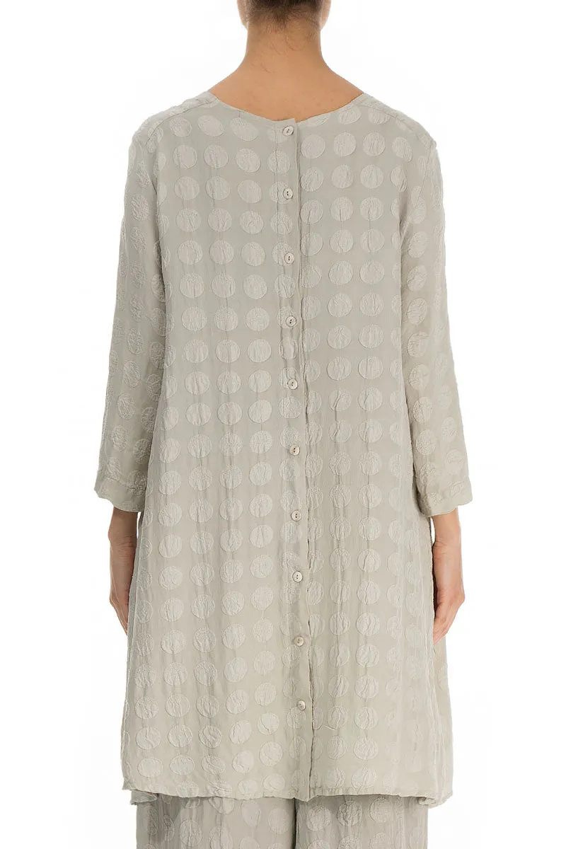 Buttoned Back Bubble Taupe Silk Tunic