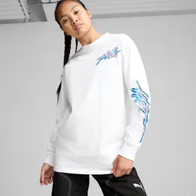 Cherry on Top Graphic Women's Long Sleeve Basketball Tee | PUMA White | PUMA Exclusion List | PUMA 