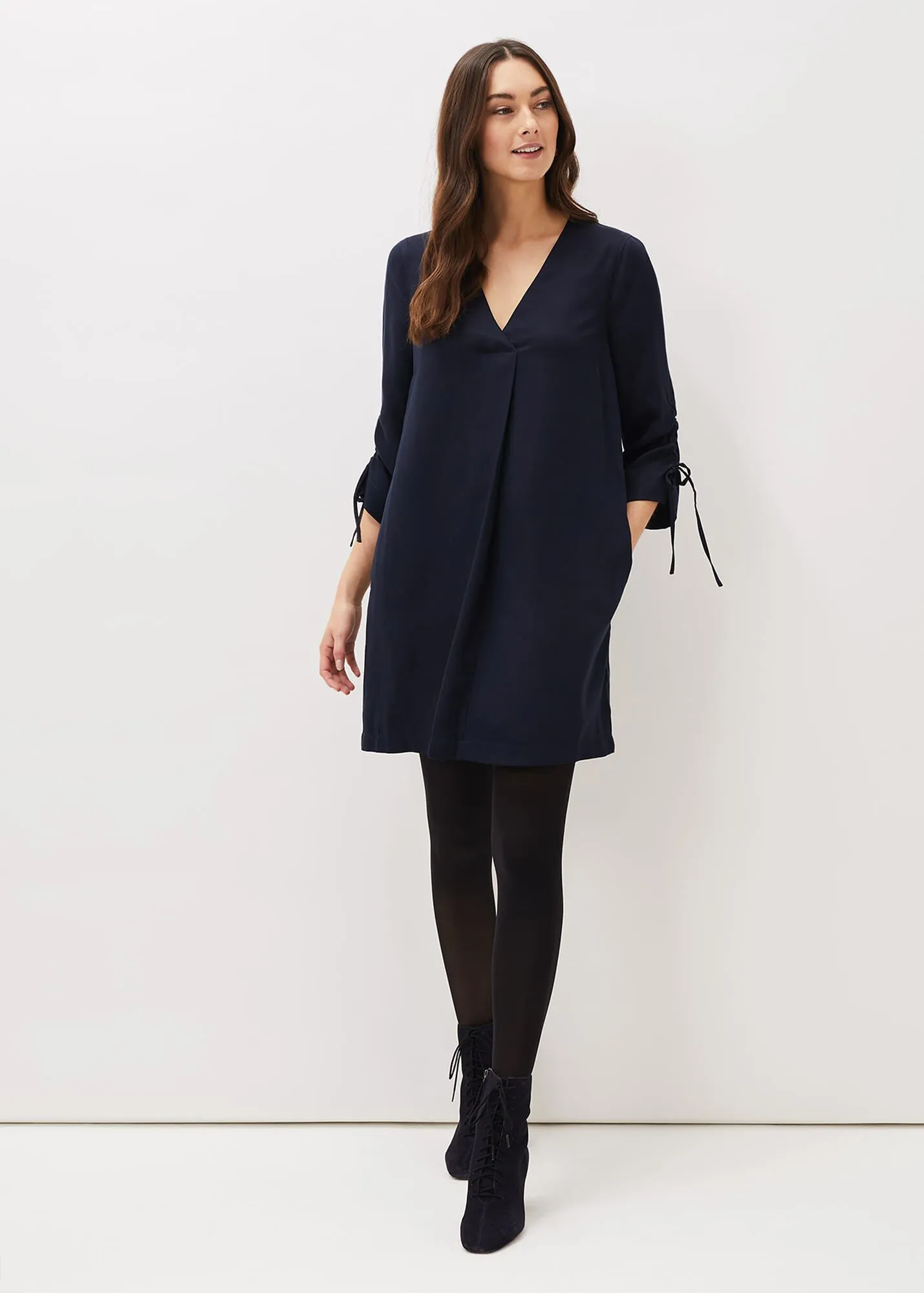 Cieara Tie Detail Sleeve Tunic Dress