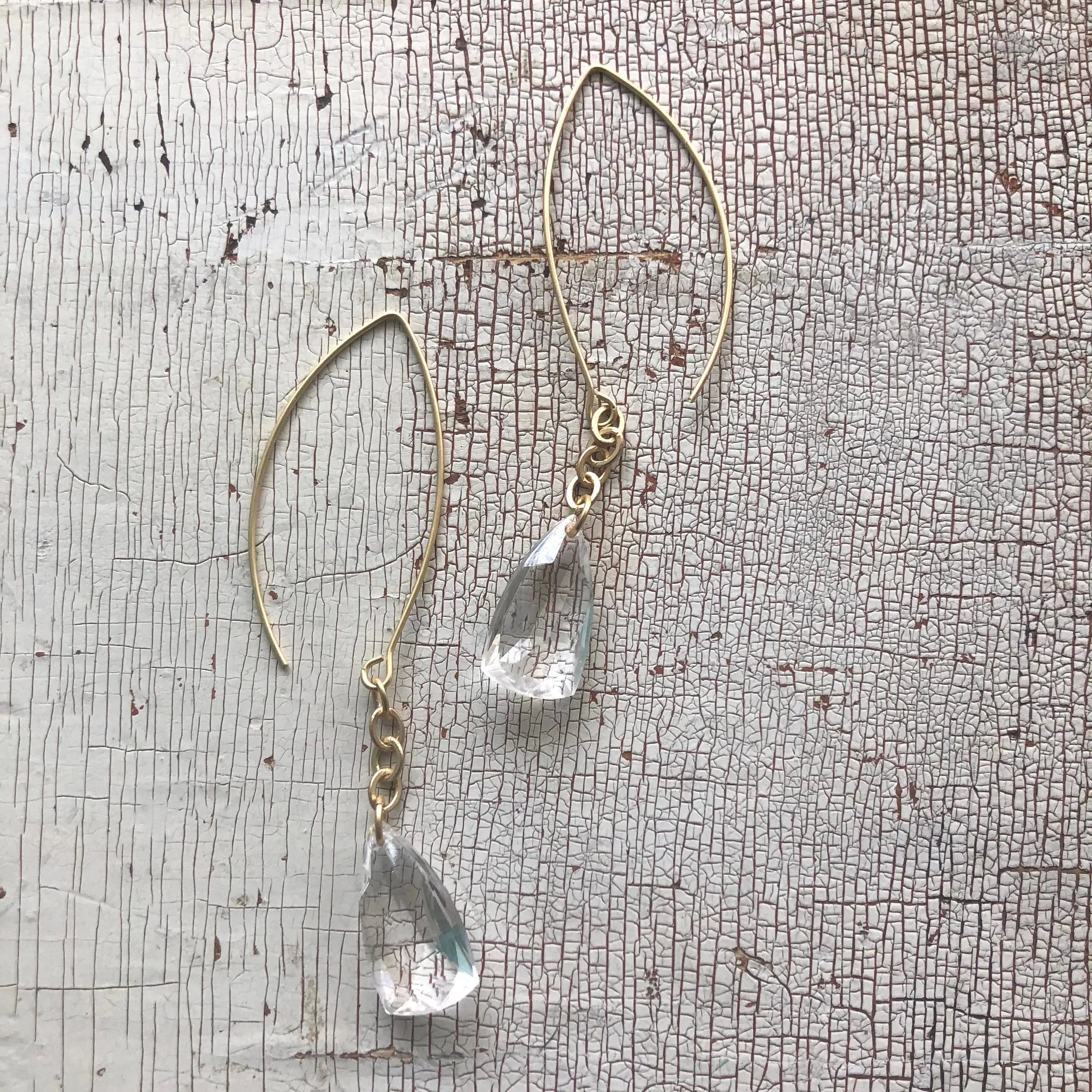 Clear Faceted Briolette RainChain Drop Earrings