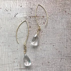 Clear Faceted Briolette RainChain Drop Earrings