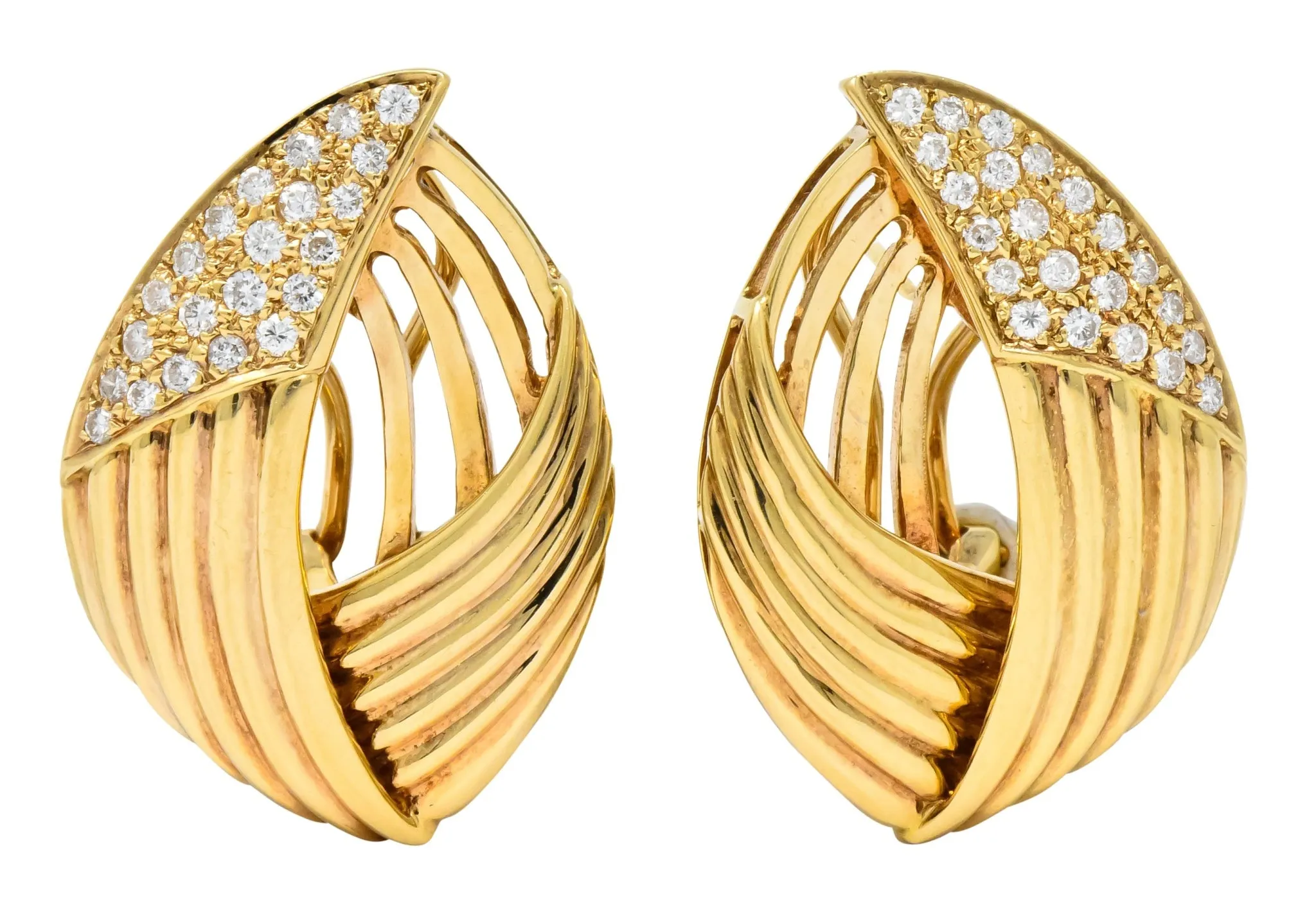 Contemporary 1.00 CTW Diamond 18 Karat Gold Earrings