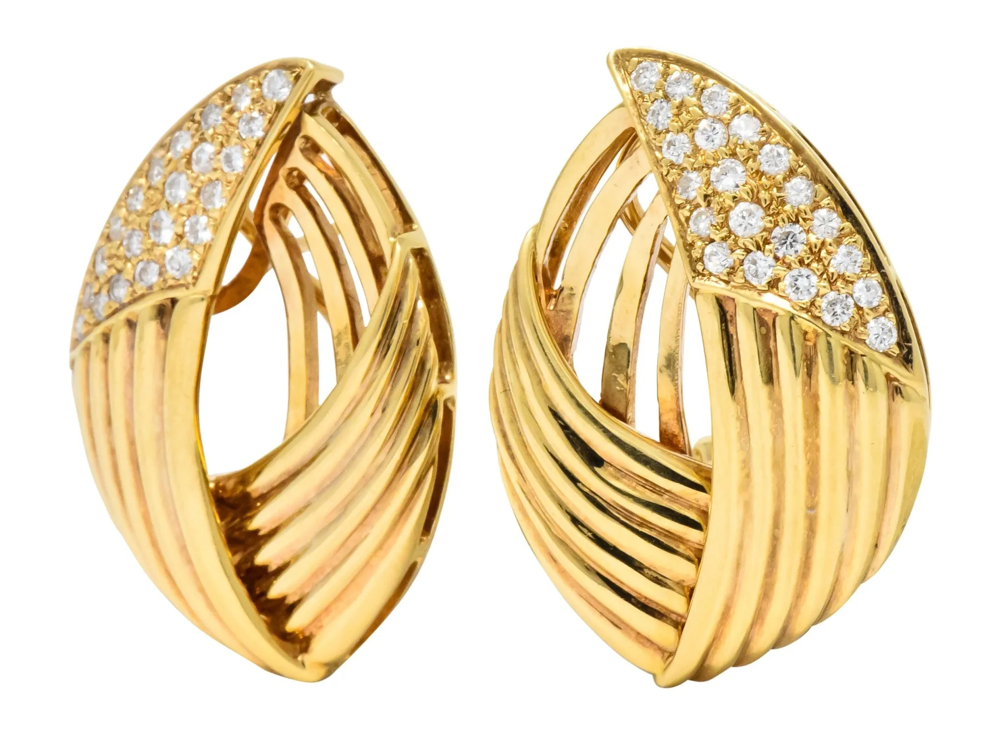 Contemporary 1.00 CTW Diamond 18 Karat Gold Earrings