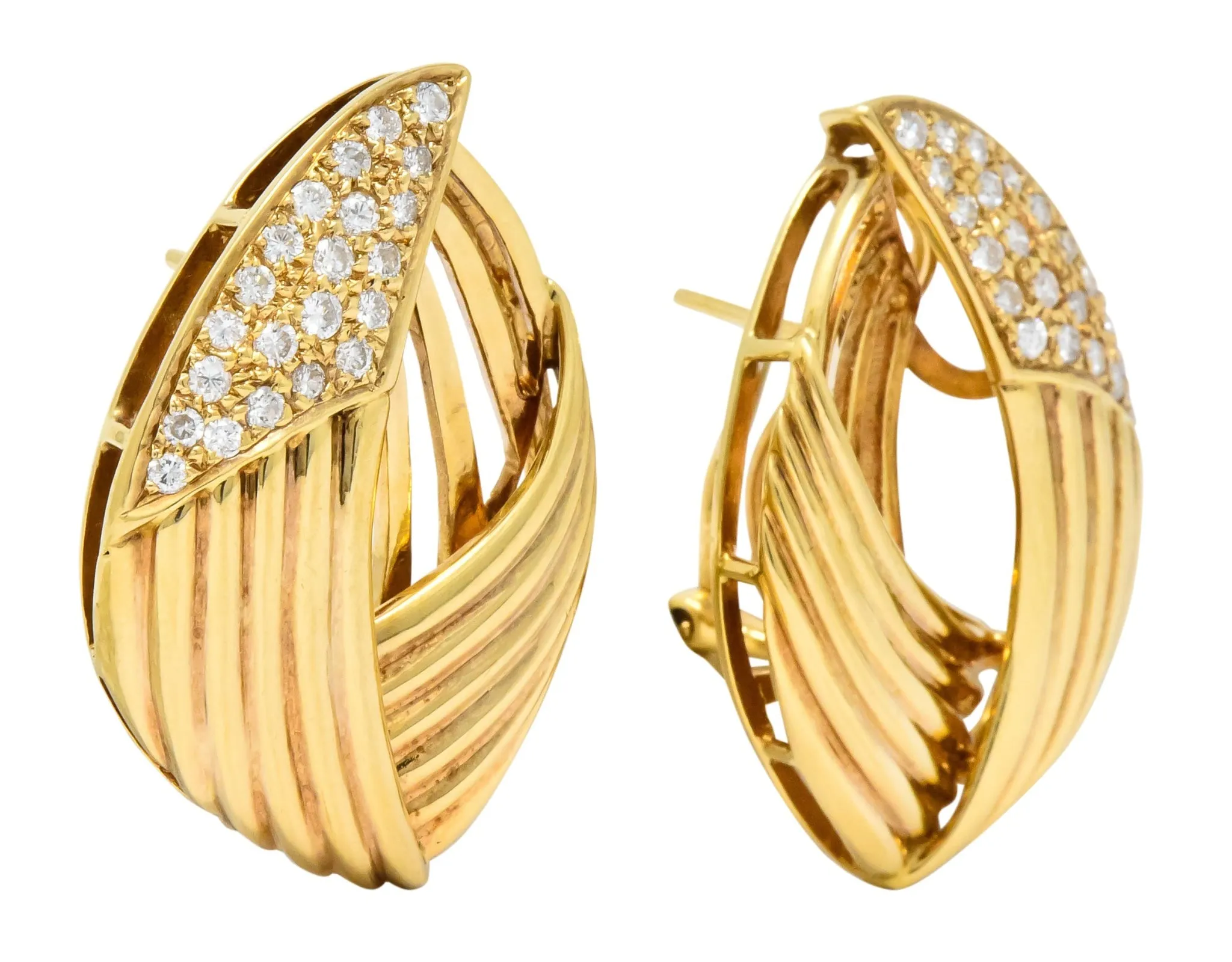 Contemporary 1.00 CTW Diamond 18 Karat Gold Earrings