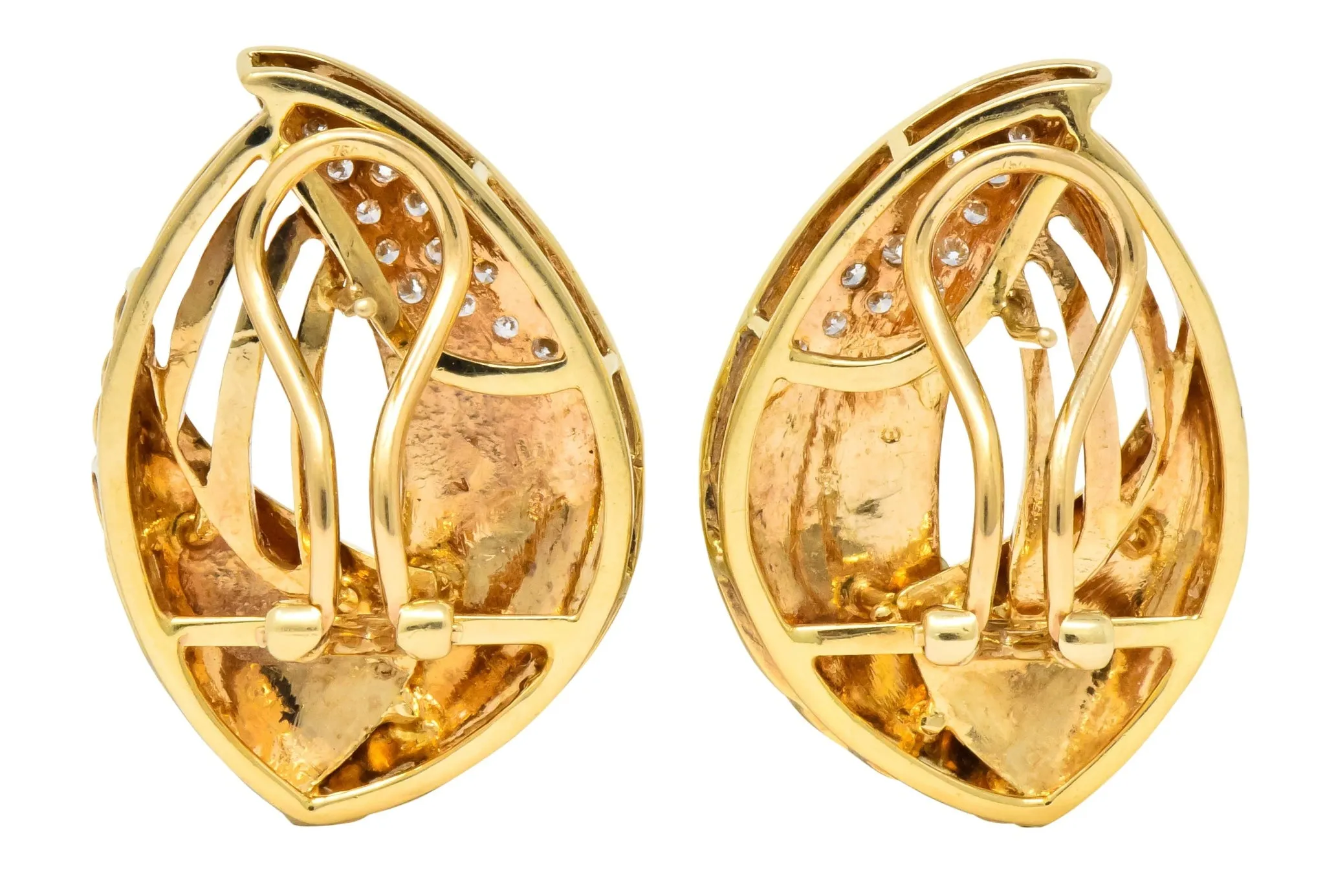 Contemporary 1.00 CTW Diamond 18 Karat Gold Earrings