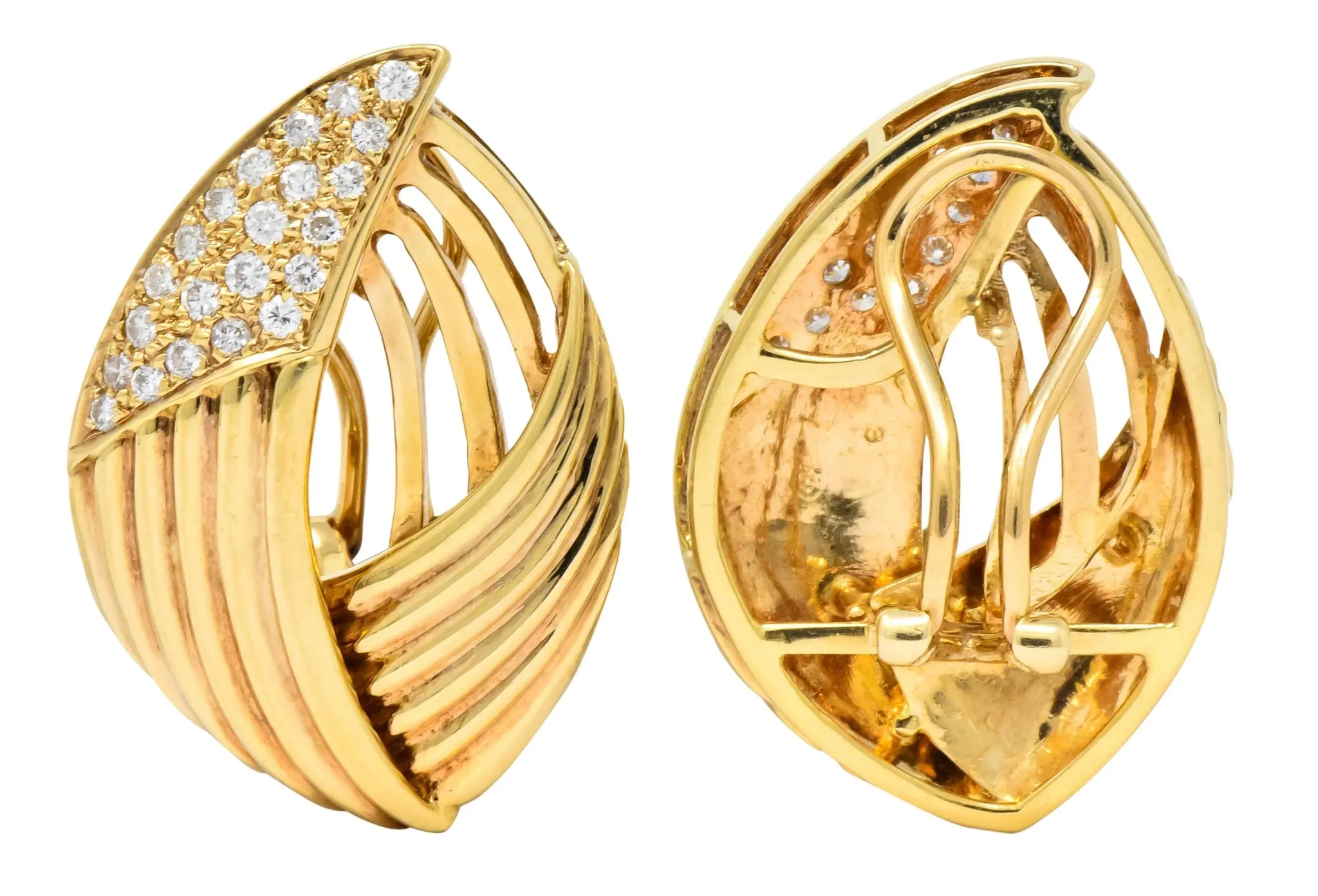 Contemporary 1.00 CTW Diamond 18 Karat Gold Earrings