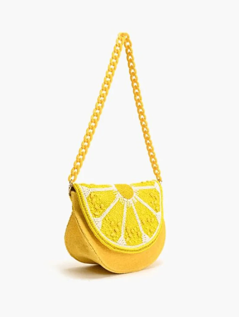 Couture Crescent Lemon Shoulder Bag in Yellow