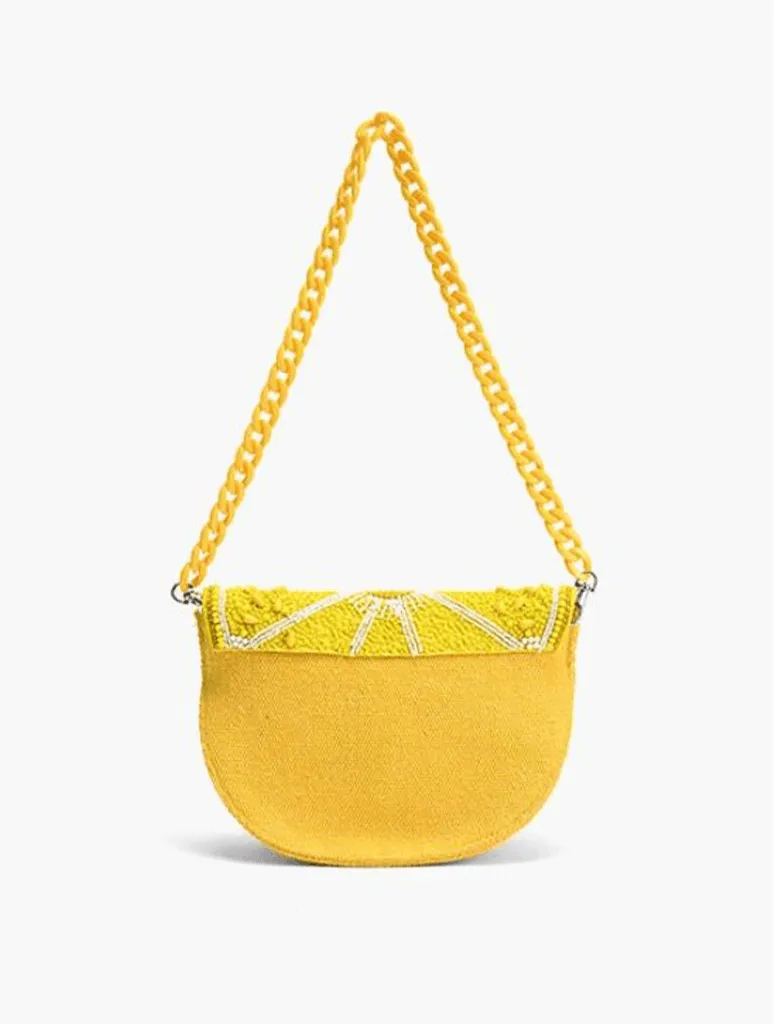 Couture Crescent Lemon Shoulder Bag in Yellow