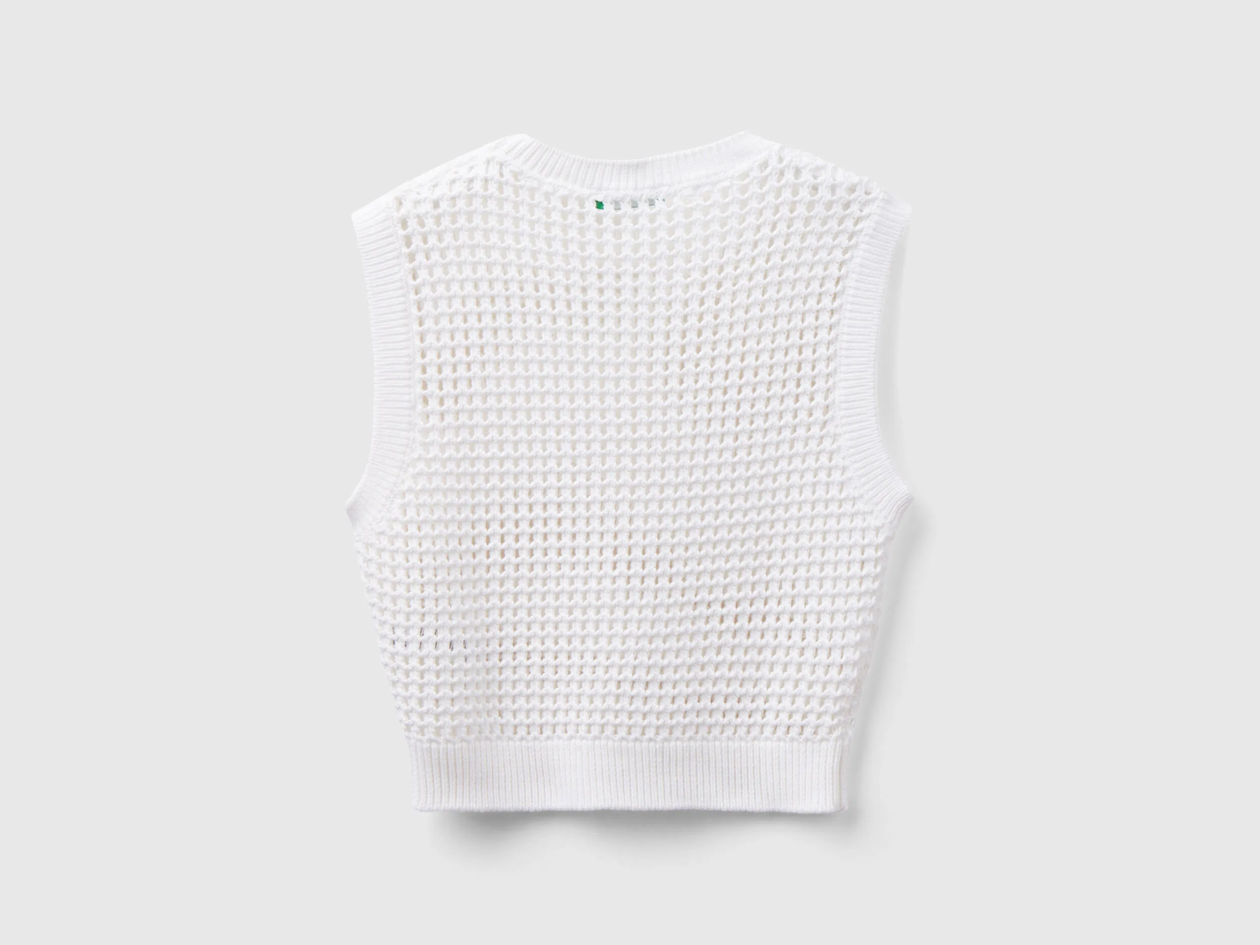 Cropped crochet vest - White | Benetton