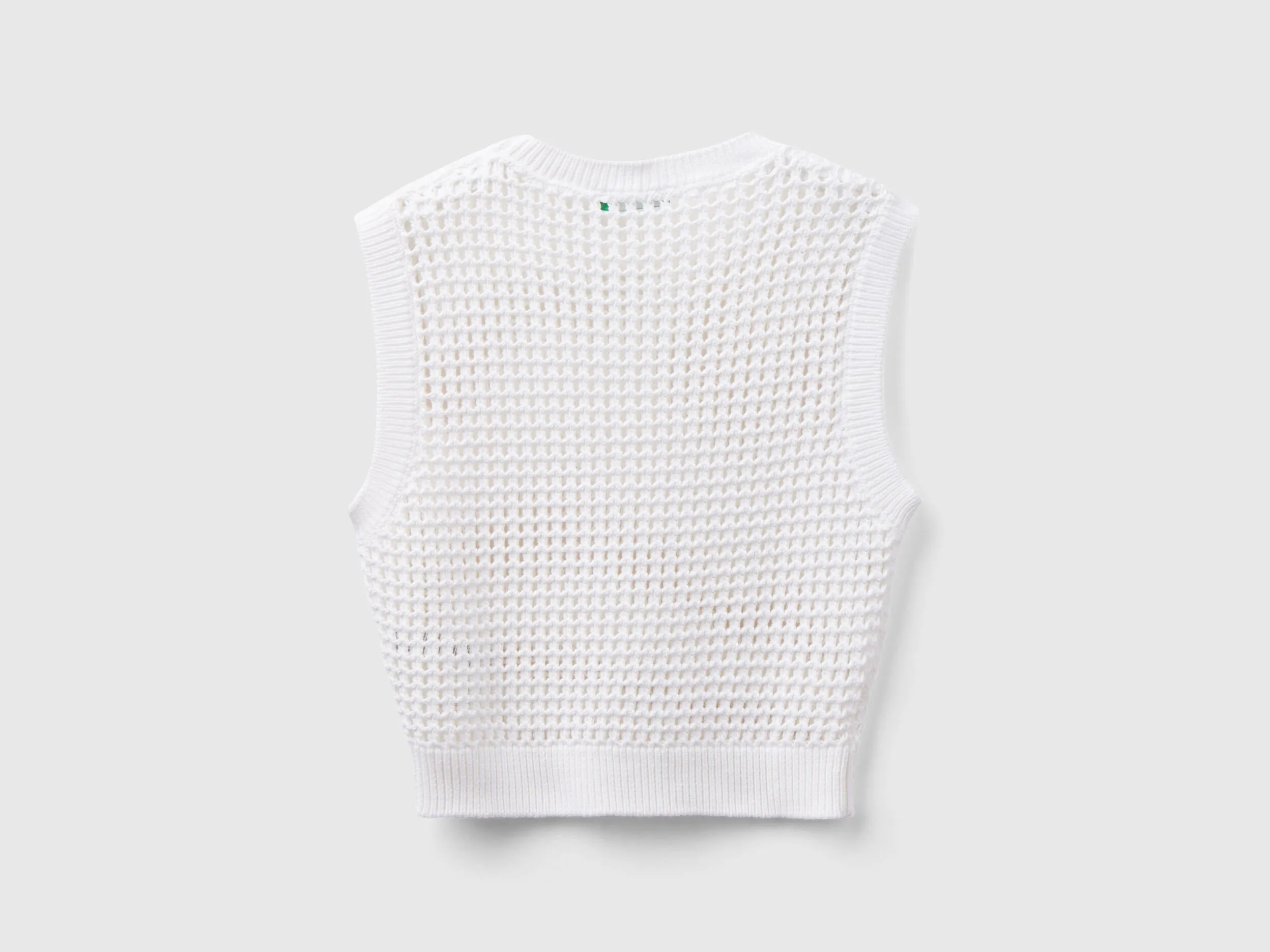 Cropped crochet vest - White | Benetton