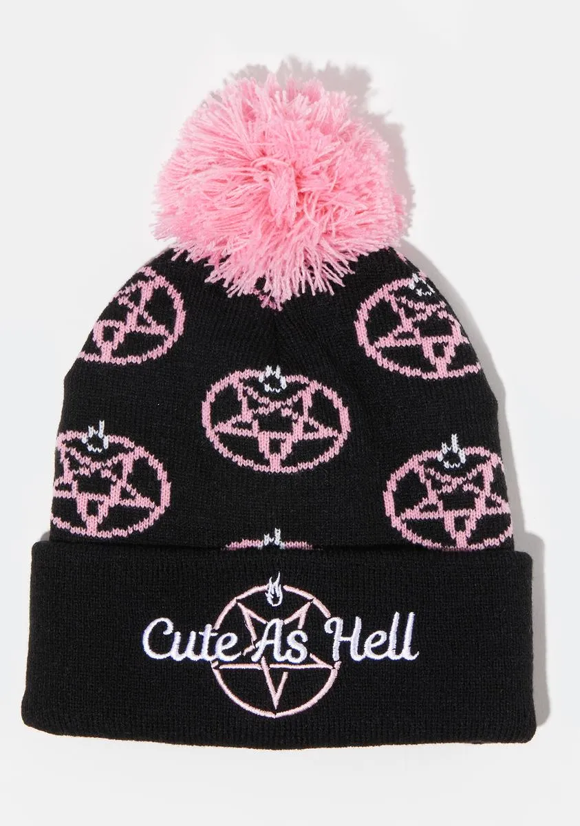 Cute As Hell Pom Beanie-