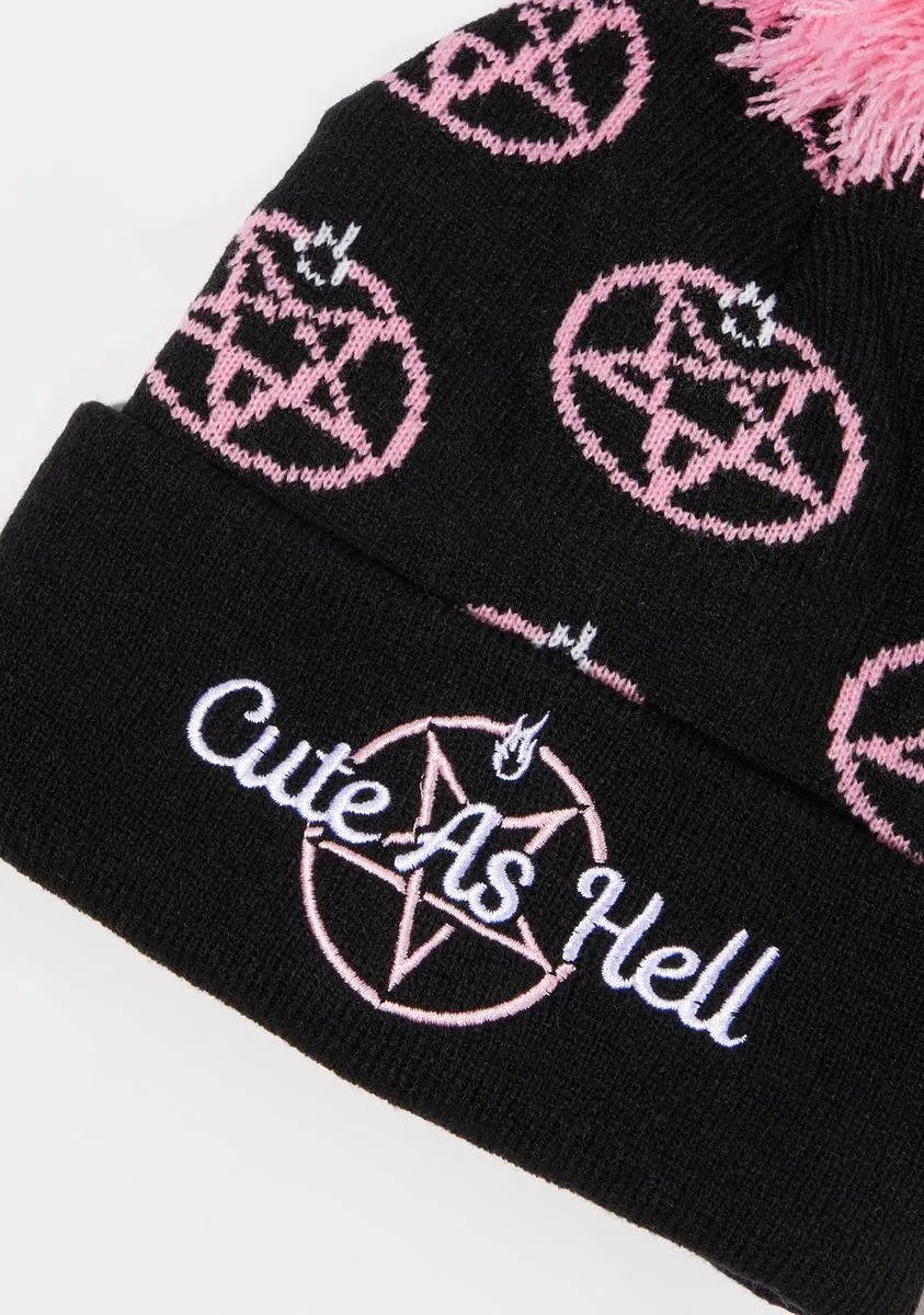 Cute As Hell Pom Beanie-