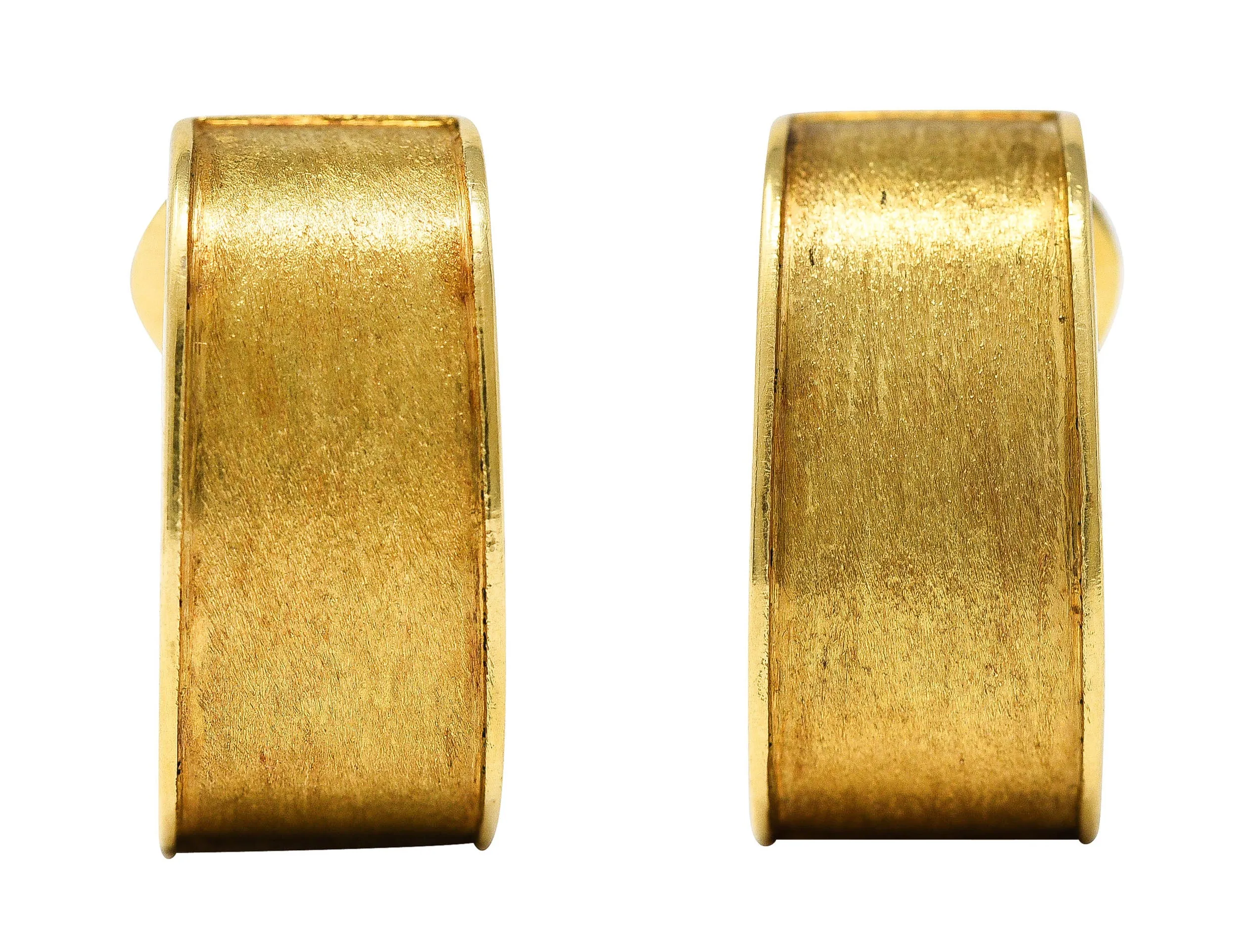 David Webb 18 Karat Gold Brushed Ear-Clip Earrings