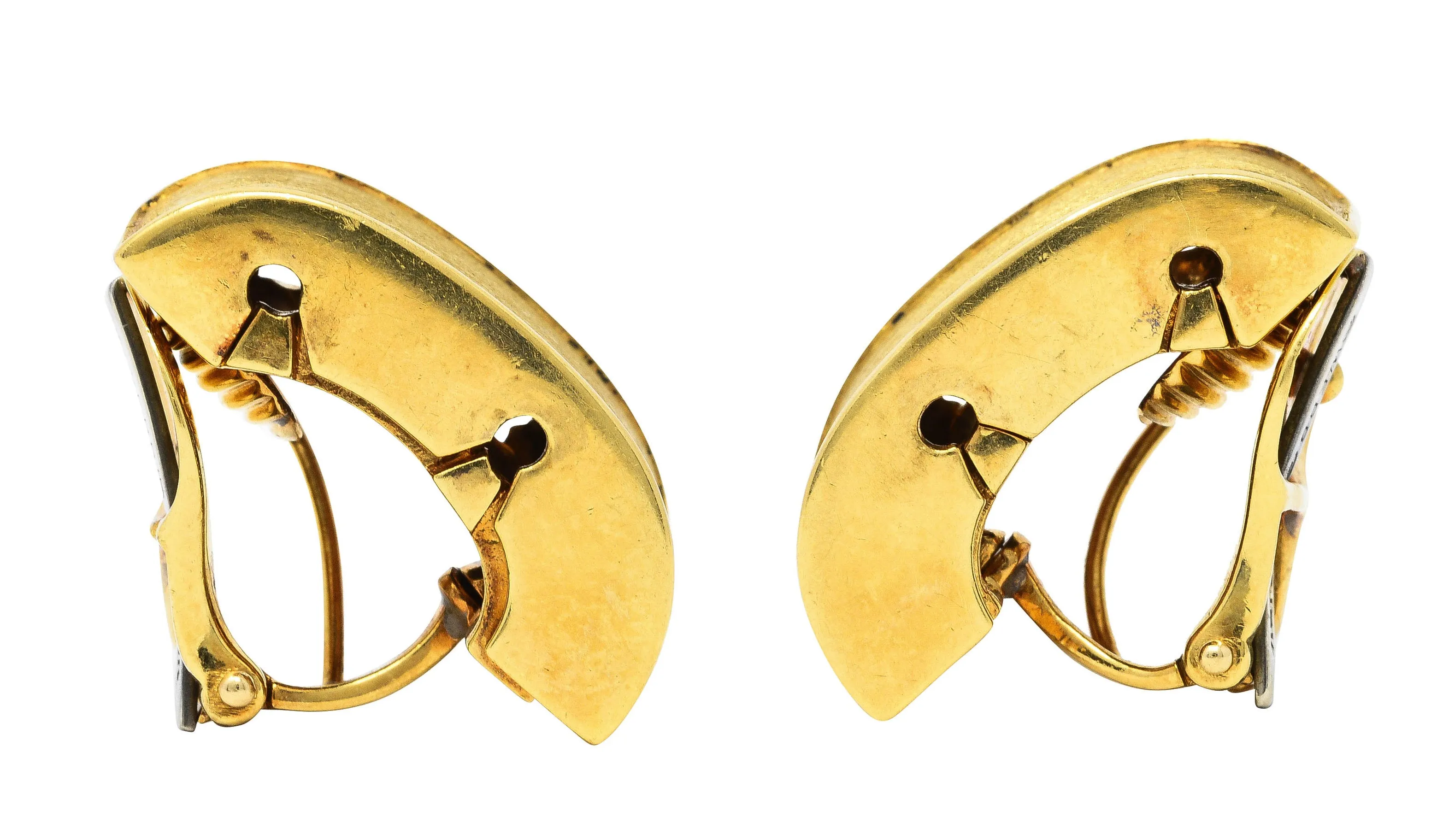 David Webb 18 Karat Gold Brushed Ear-Clip Earrings