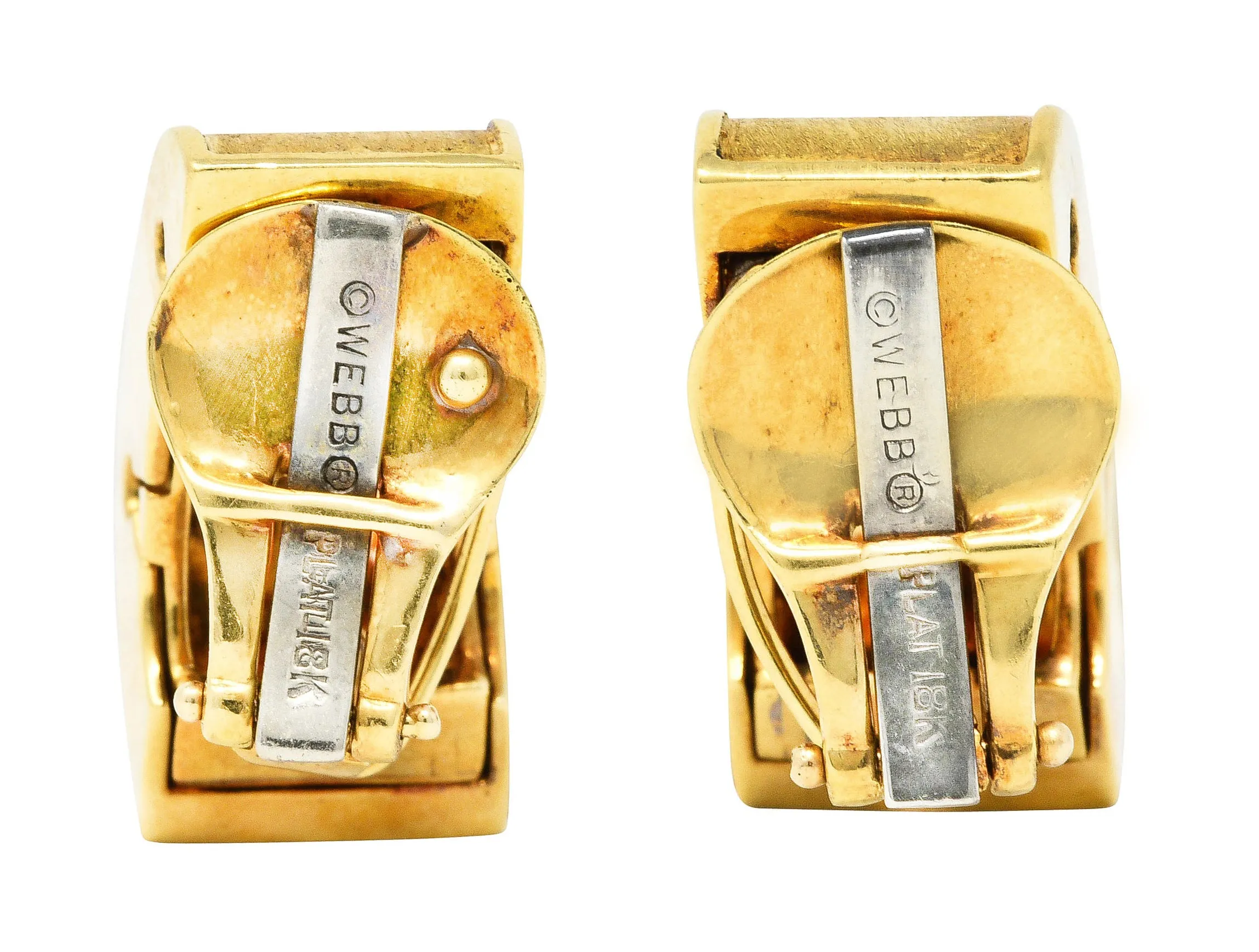 David Webb 18 Karat Gold Brushed Ear-Clip Earrings