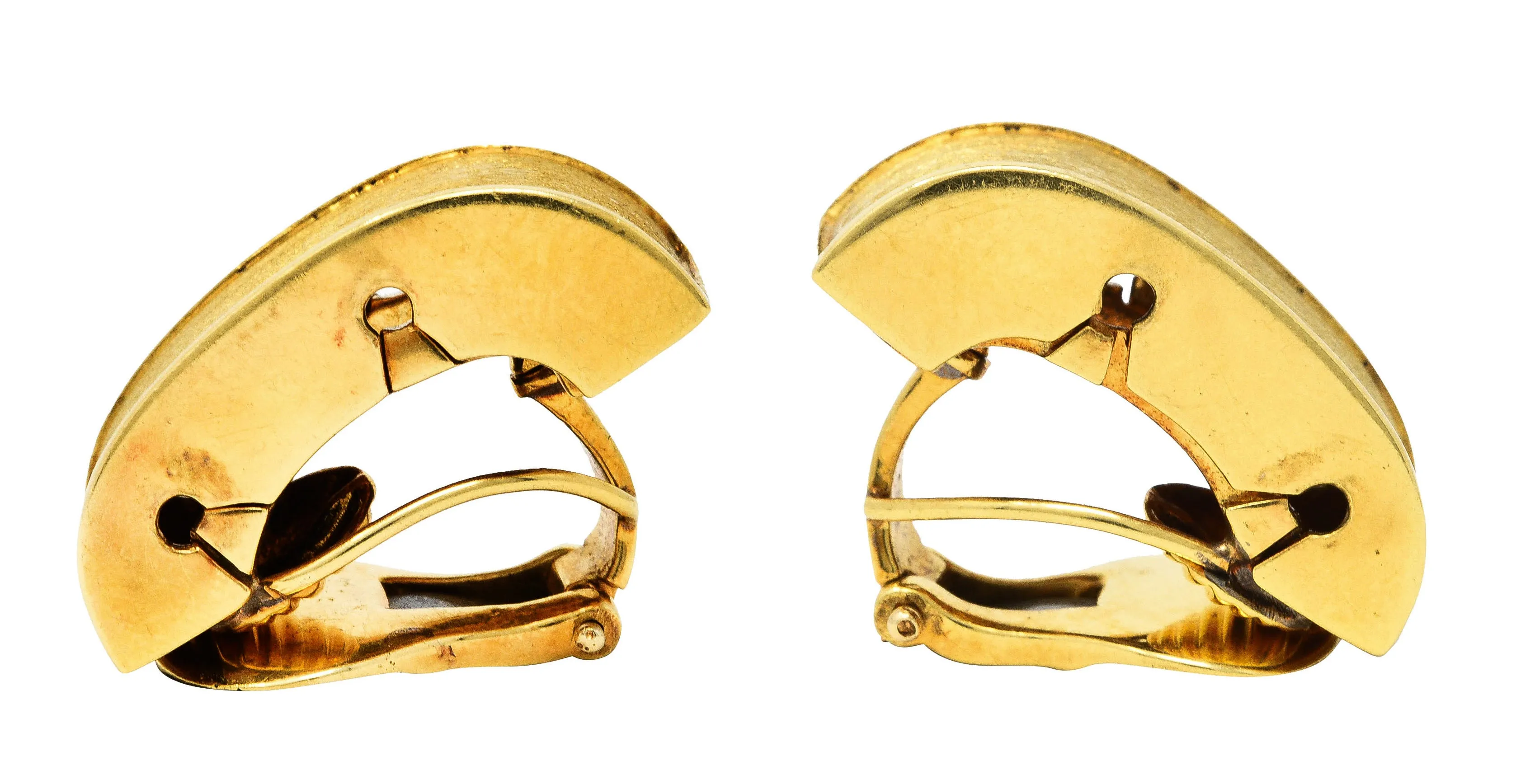 David Webb 18 Karat Gold Brushed Ear-Clip Earrings