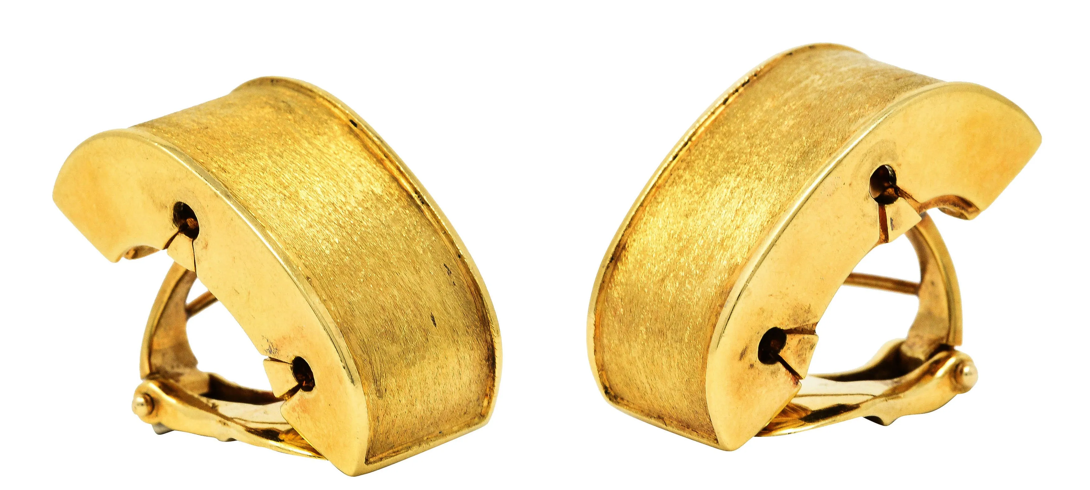 David Webb 18 Karat Gold Brushed Ear-Clip Earrings