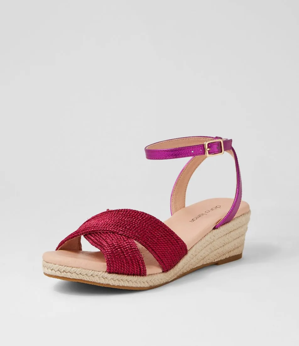 DIANA FERRARI Honour Fuchsia Metallic Woven Leather Sandals