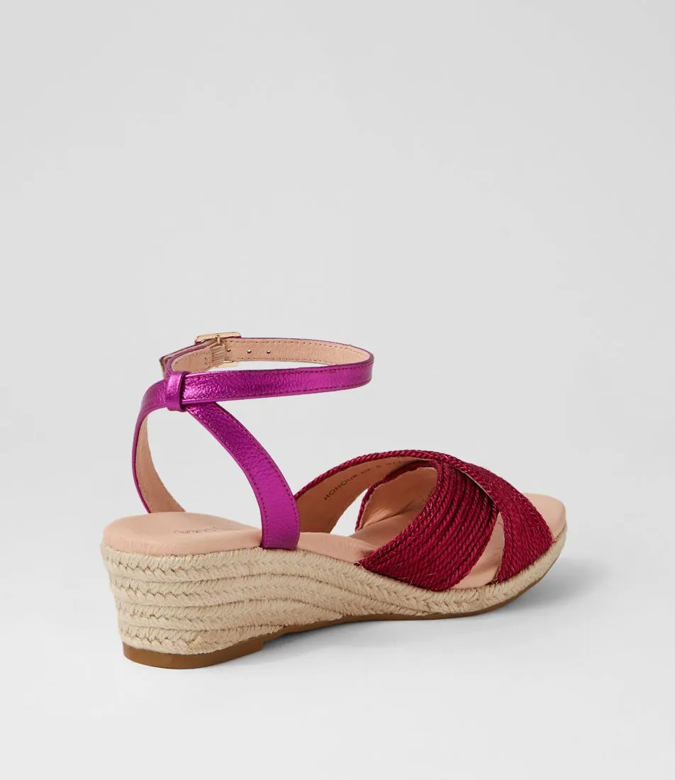 DIANA FERRARI Honour Fuchsia Metallic Woven Leather Sandals