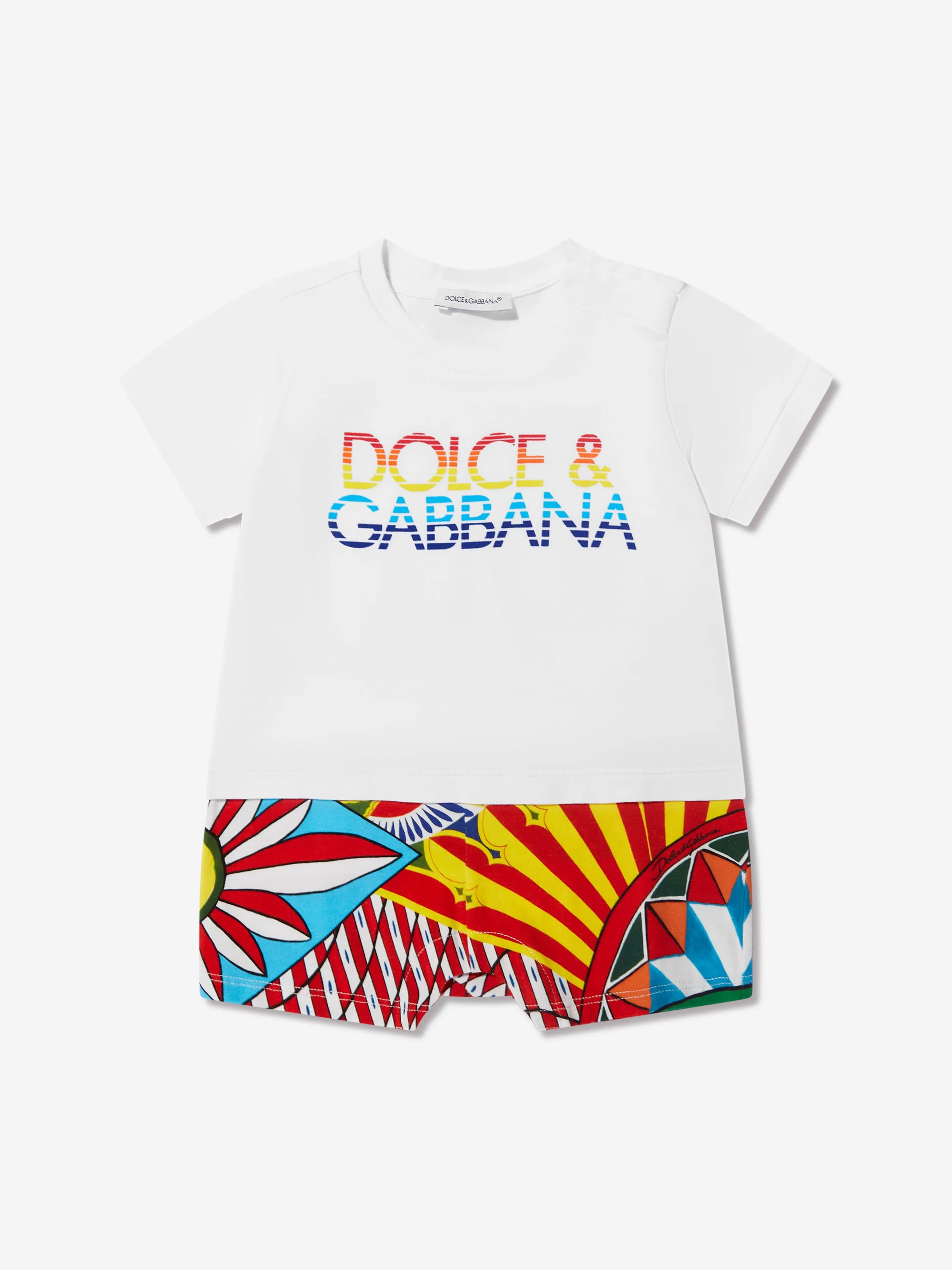 Dolce & Gabbana Baby Boys Logo Romper in Multicolour